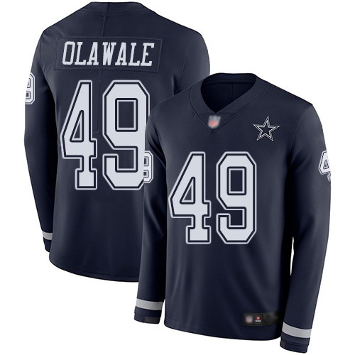 Men Dallas Cowboys Limited Navy Blue Jamize Olawale #49 Therma Long Sleeve NFL Jersey->dallas cowboys->NFL Jersey